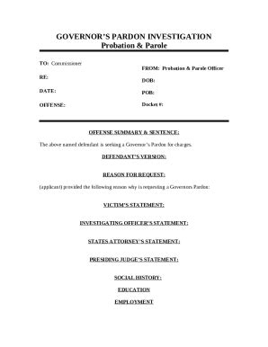 Governor's Pardon Review Blank . - outside vermont Doc Template | pdfFiller