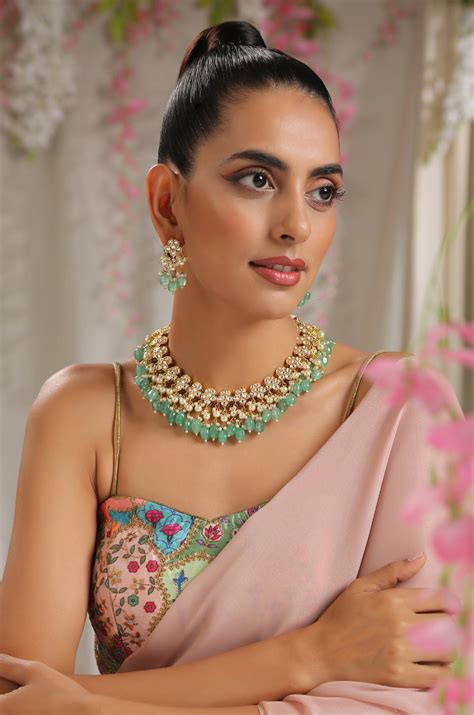Moyen Green Kundan Necklace Set – Paisley Pop Shop