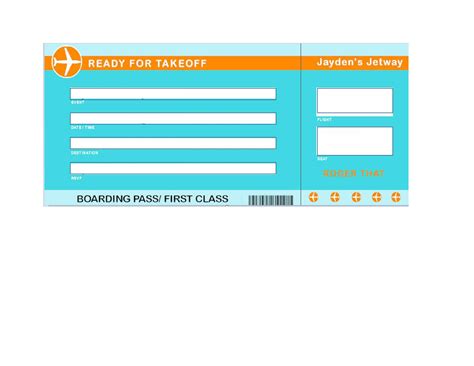 Fill In Blank Free Editable Airline Ticket Template