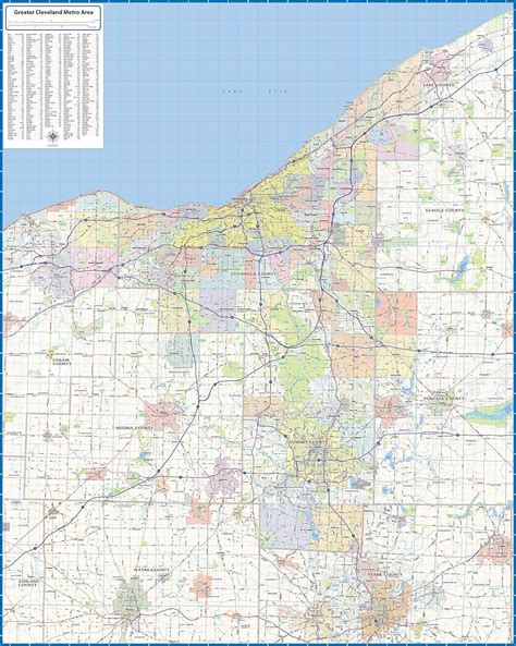 Buy Topographics Greater Cleveland Metro Area Laminated Wall Map (42 x ...