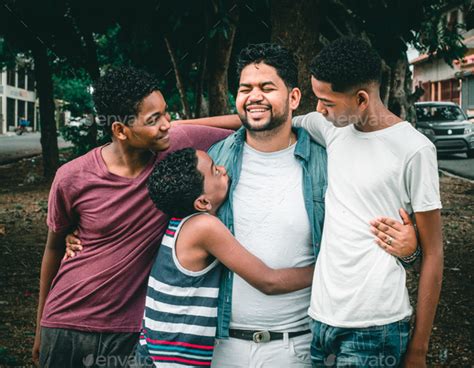 Dominican man celebrating father's day with his children, children ...