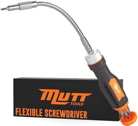 Mutt Tools 12 in 1 Ratcheting Flexible Screwdriver for Tight Spaces ...