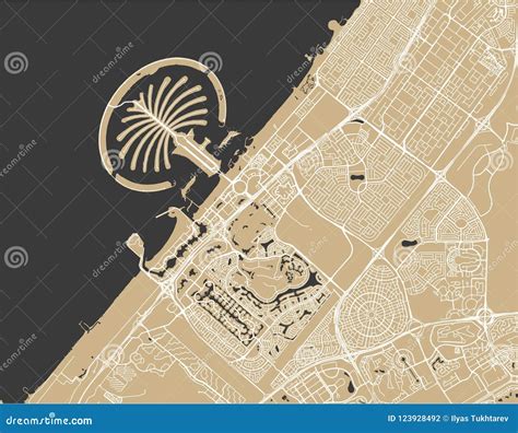 Map of the City of Dubai, United Arab Emirates UAE Stock Illustration - Illustration of arabian ...