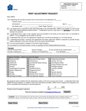 Fillable Online RENT ADJUSTMENT REQUEST - Cinti Metropolitan Housing ...