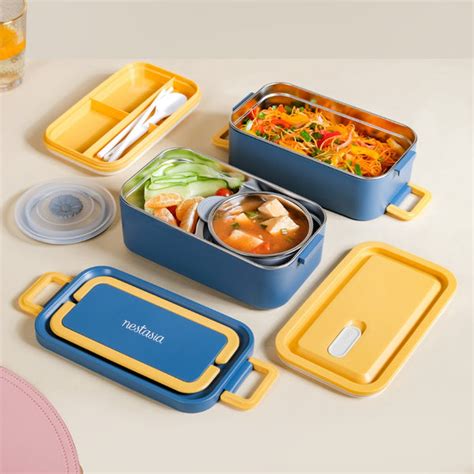 Airtight Multi Compartment Bento Lunch Box Teal 2000ml Online - Premium ...