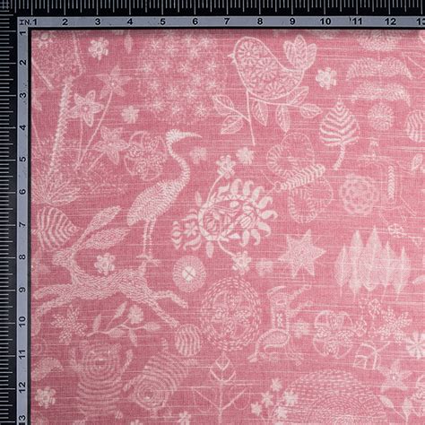 Buy Pink Color Digital Printed Linen Silk Fabric 93743-G9/7 | FFAB