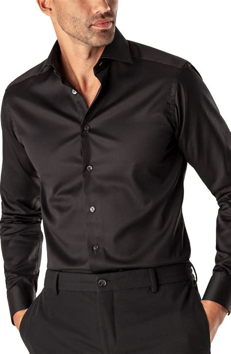 Eton Slim Fit Cotton Twill Dress Shirt | Nordstrom | Black dress shirt ...