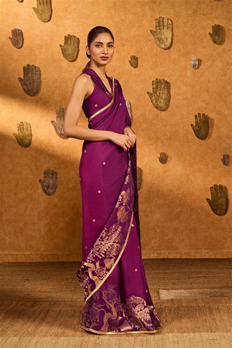 Berry Wine Zen Saree – House Of Masaba