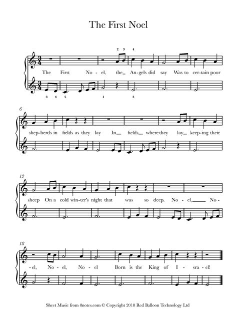 The First Noel Sheet music for Piano - 8notes.com