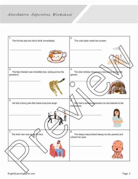 Image result for Attributive Adjectives Worksheet