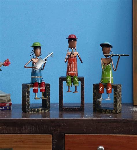 Buy Trinity Craft Iron Cap Sitting Musician Showpiece Set of 3 ...