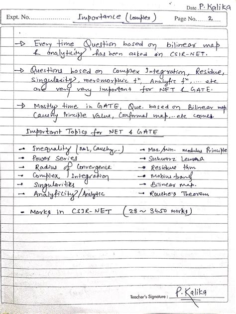 Complex Analysis Handwritten Study Material – P Kalika