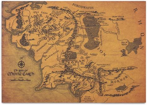 Buy Classic Middle Earth Map Poster 14 x 20 Inch UnFramed Map of Middle ...
