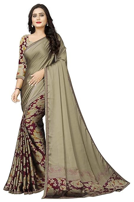 Buy Jaanvi fashion Women's Plain weave Georgette Saree With Blouse ...