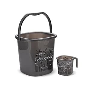 Buy Nayasa Plastic Funk Sqr 2 Pcs Bathroom Set | Bucket 18 L + Mug 1.5 ...