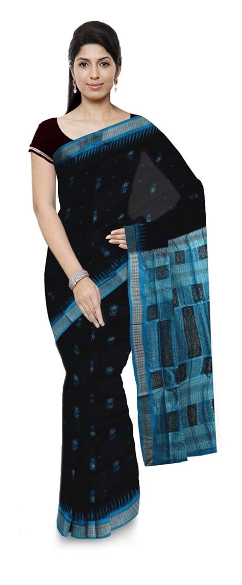Buy Tridevi Saree Bomkai Handloom Silk Saree for Women (Black) at Amazon.in