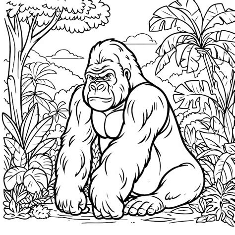 Vector gorilla coloring book illustration | Premium AI-generated vector