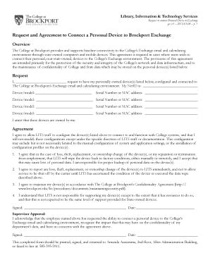 Fillable Online brockport Personal Device Request/Agreement Form ...