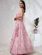 Shimmering Pink Georgette Lehenga Choli Set with Sequins &am