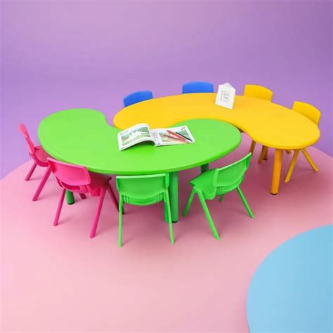 eHomeKart Kids Half-Moon Table Set of 2 with 10 Chairs – Front Round ...