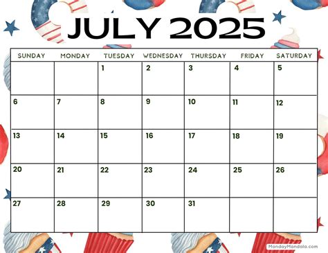 Printable Calendar 2025 July