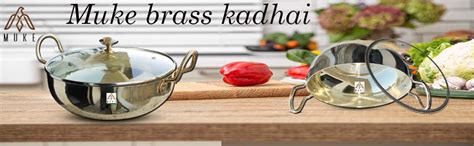 KITCHEN NEXT Pure Brass Kadhai Wok with Kalai with Handles Super Finish ...