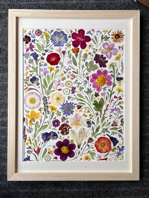 Pressed Flower Painting in Wooden Frame