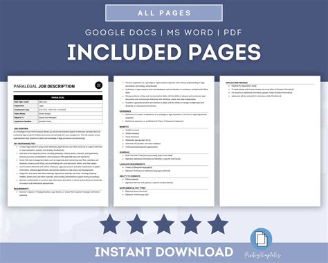 Paralegal Job Description Template | ProBizTemplates