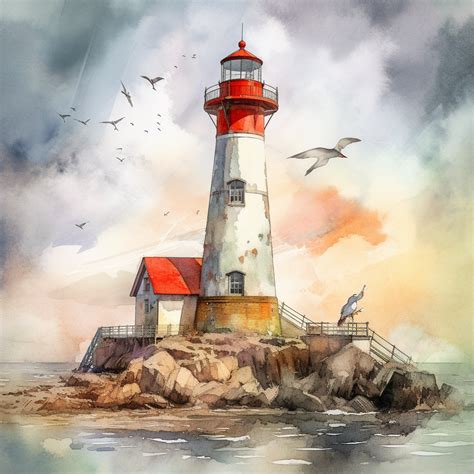 Watercolor Lighthouse Painting