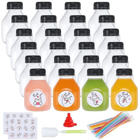 Buy 24 Pack 8oz Reusable Empty Plastic Juice Bottles with Leak-Proof ...