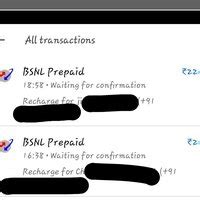 Bharat Sanchar Nigam [BSNL] — recharge confirmation pending