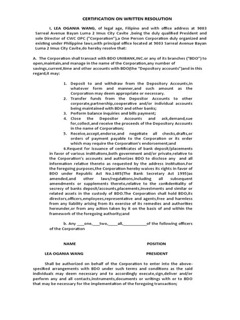 Image result for SBA Resolution Certificate