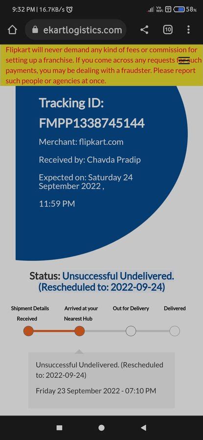 Ekart Logistics — Order was not delivered on delivery date and ...