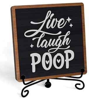 Buy Funny Bathroom Signs, Live Laugh Poop Wooden Sign, Funny Bathroom ...