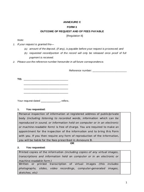 1 ANNEXURE C 3 OUTCOME OF REQUEST AND ... Doc Template | pdfFiller