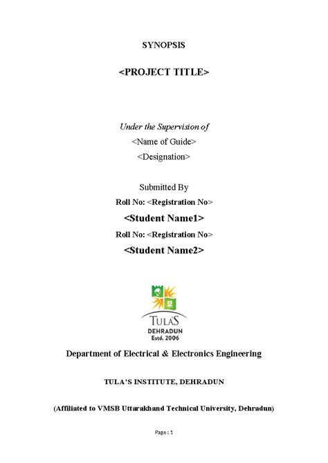 Project Synopsis - EE 101 Class Notes on Research Methodology - Studocu