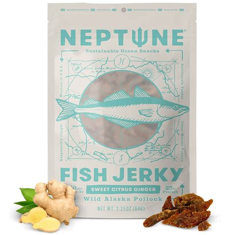 నెప్ట్యూన్ ఫిష్ జెర్కీ - స్వీట్ సిట్రస్ అల్లం - వైల్ | Ubuy India