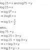 . Given log10 25 = x, log10 75 = y, evaluate withoutusing logarithmic ...