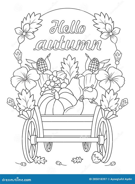 Autumn Coloring Page for Adults. Vegetables Coloring Page Stock Vector ...