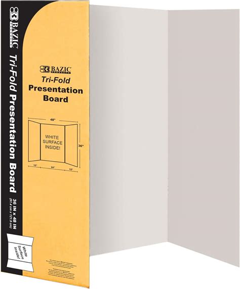 BAZIC Products Trifold Presentation Board 36" X 48" White, Tri-Fold ...