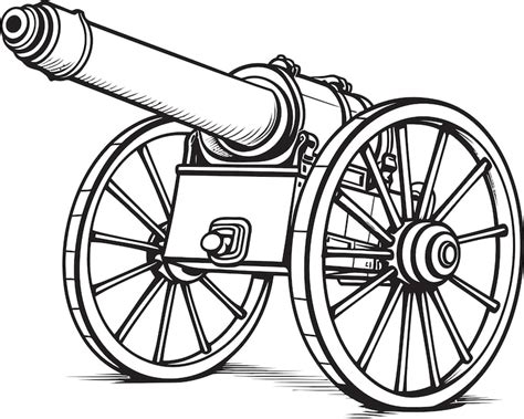 Dessin vectoriel artistique d'une pièce d'artillerie vintage mettant en ...