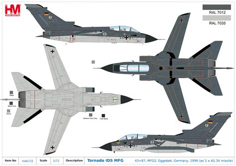 Tornado IDS MFG 43+87, MFG2, Eggebek, Germany, 1996 (w/ 2 x AS.34 missile)