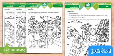 Peter Pan Colouring Page Jigsaw Puzzle | Twinkl Puzzled