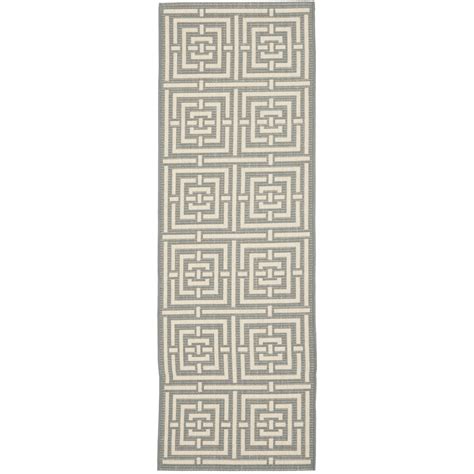 SAFAVIEH Courtyard Ariana Geometric Indoor/Outdoor Runner Rug, Grey ...
