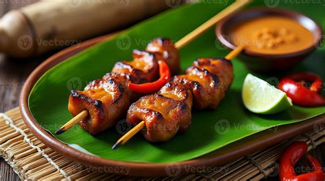 Traditional Indonesian Satay Dish, Featuring Skewered and Grilled Meat ...
