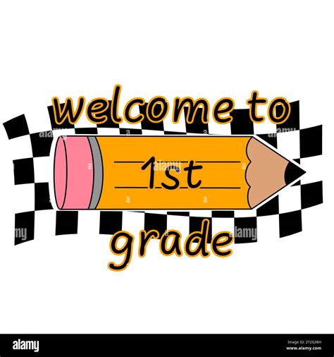 Welcome to first grade clip art with yellow pencil on checkerboard ...