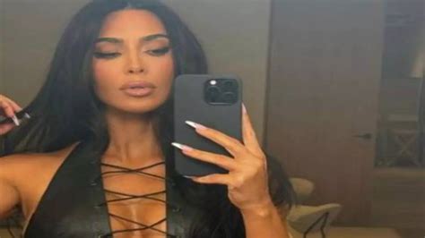 Kim Kardashian just posted her hottest photos in a leather tie-front ...