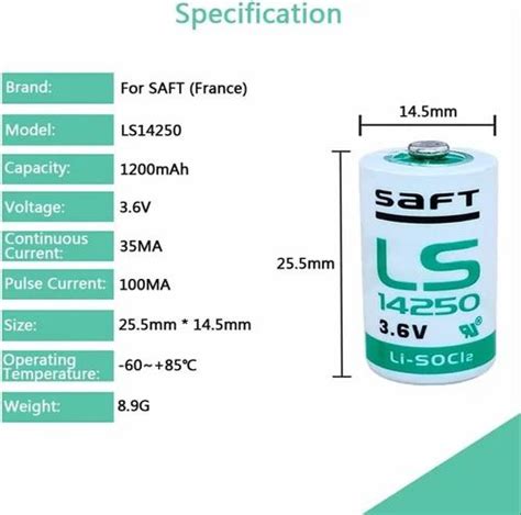 Saft Battery - SAFT LS14250 1/2 AA 100% original Primary Lithium ...