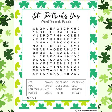 St. Patrick's Day Word Search Puzzles Spring Reading Activities March ...