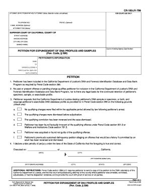Fillable Online courtinfo ca petition for expungement of dna profiles ...